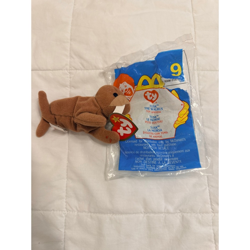 Ty Teenie Beanie Babies Tusk the Walrus McDonalds Happy Meal Toy with Bag